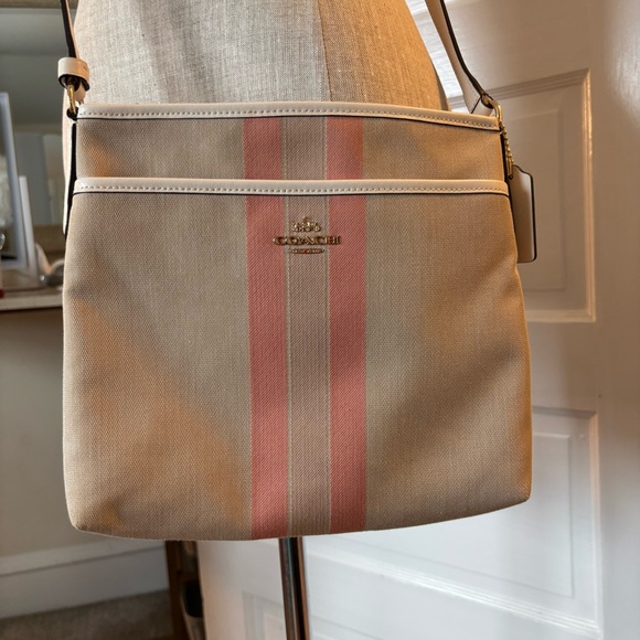 Coach Tan Crossbody Bag with Cream Leather Accents - Picture 1 of 5